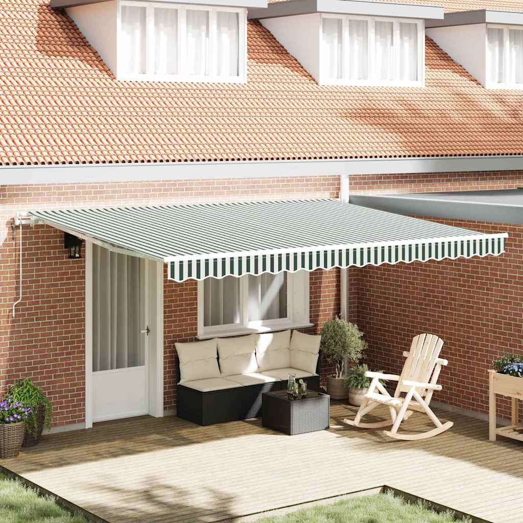 Povlačivi tende Zelena i bijela 450 × 350 cm Tkanina i Aluminij