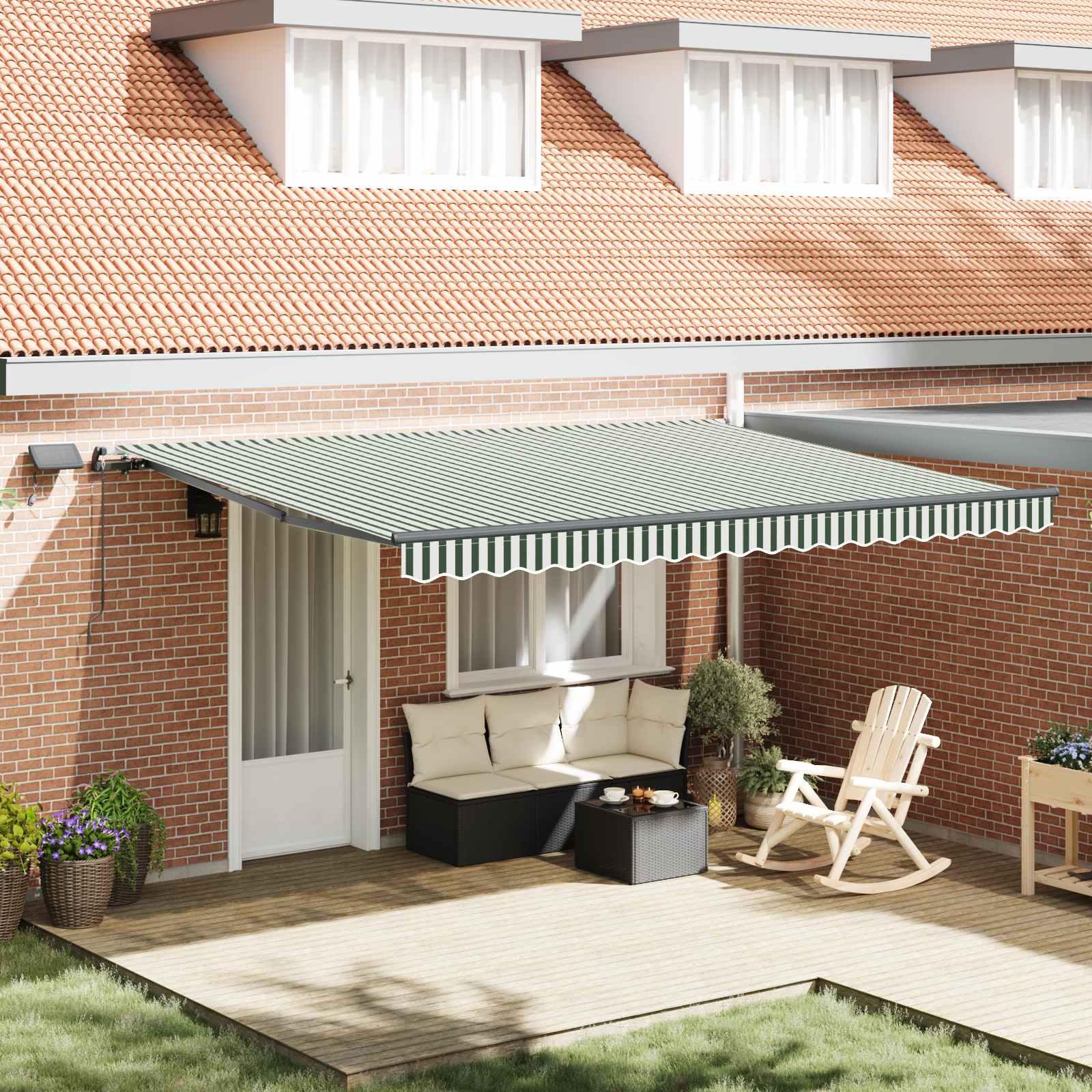 Povlačivi tende Zelena i bijela 450 × 350 cm Tkanina i Aluminij