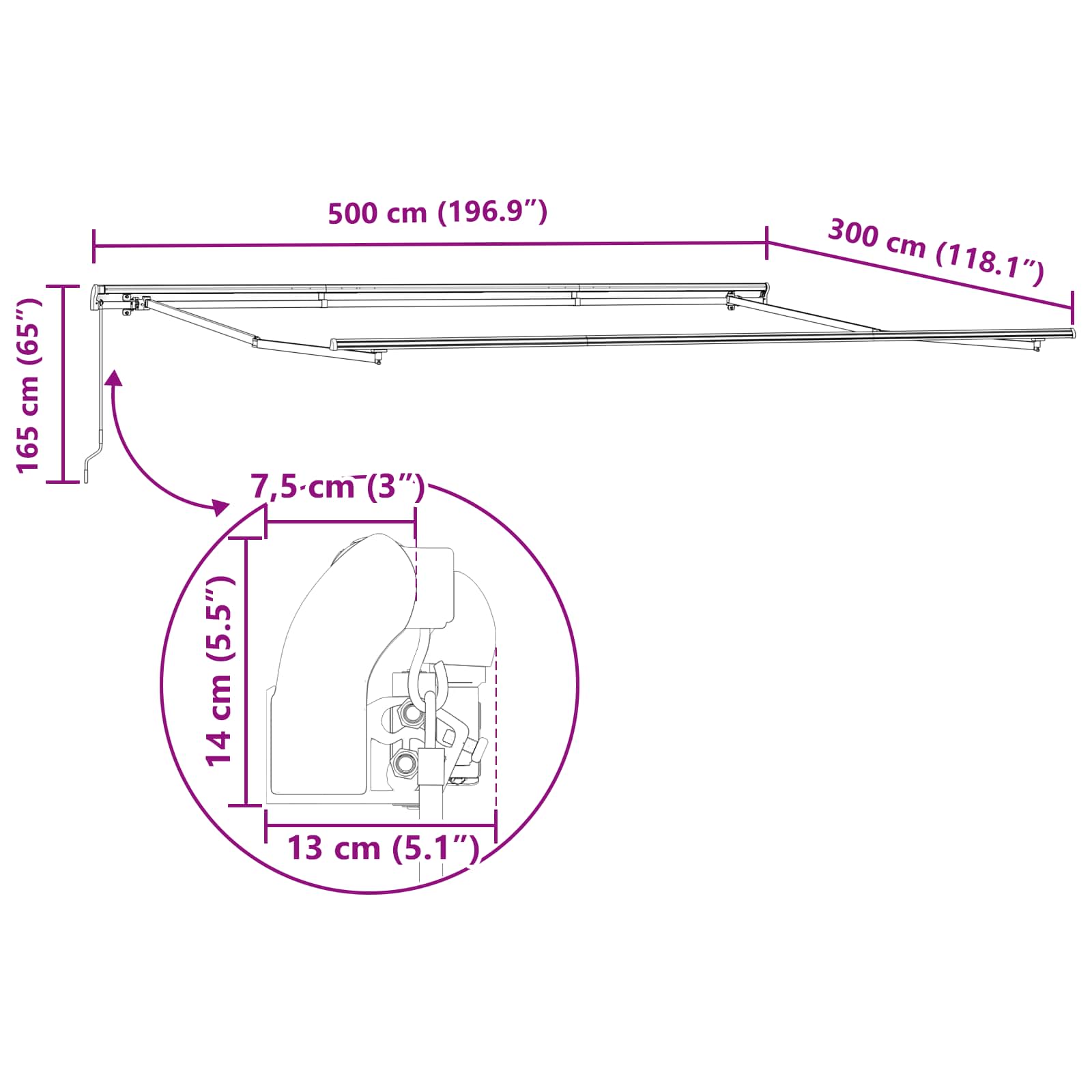 Skrovita tenda narančasta i smeđa 500 × 300 cm