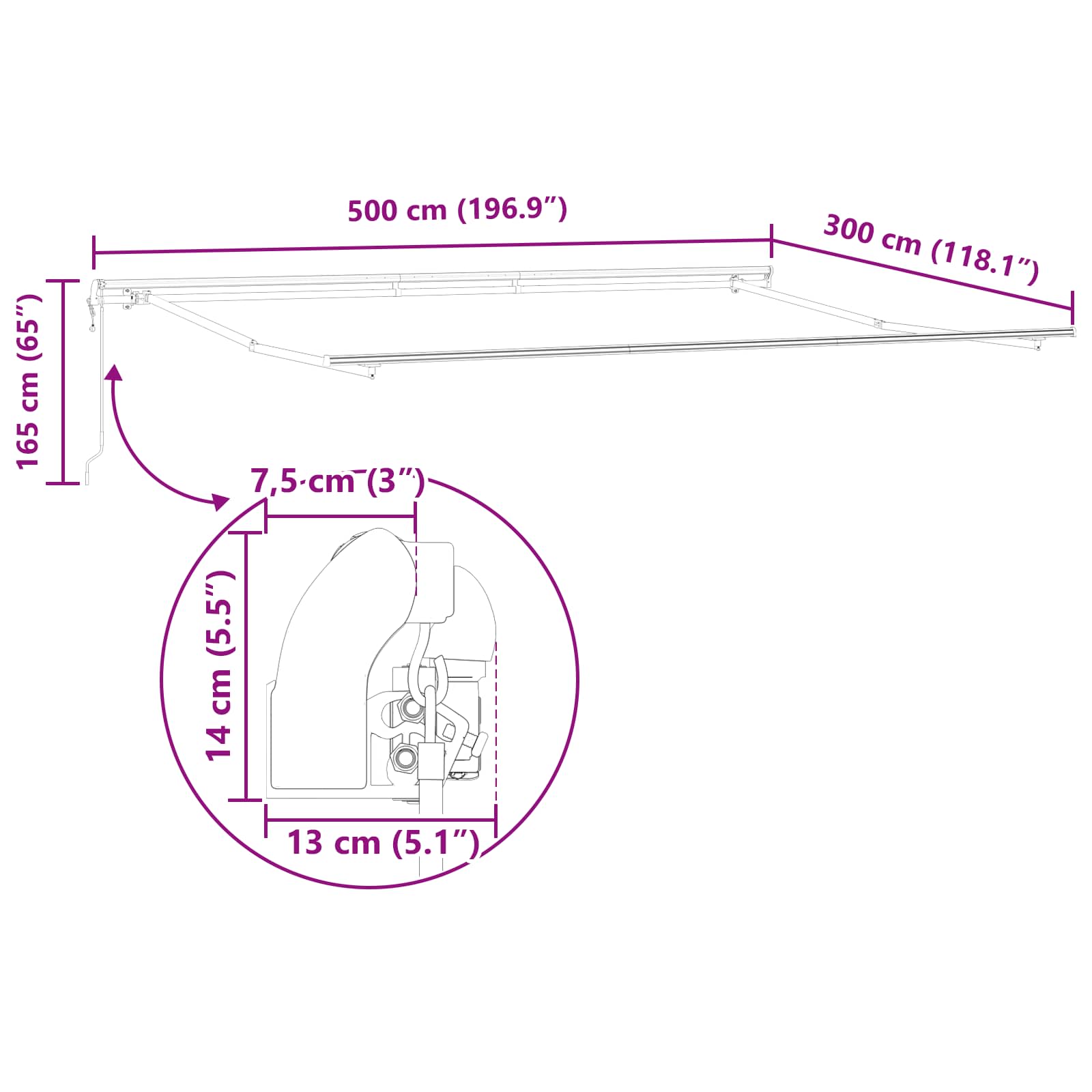 Skrovita tenda narančasta i smeđa 500 × 300 cm