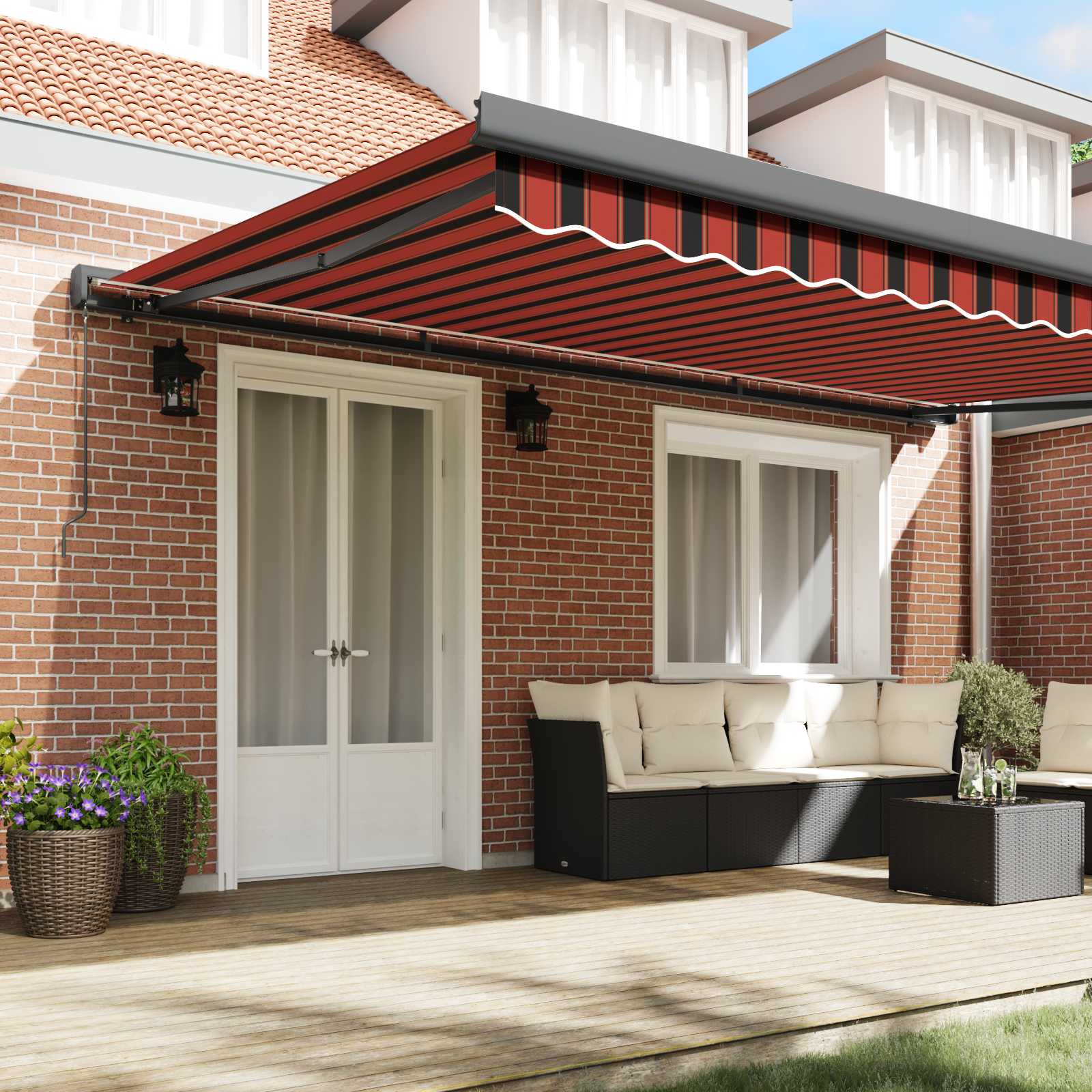 Povlačivi tende Crvena i Crna 500 × 300 cm Platno i Aluminij