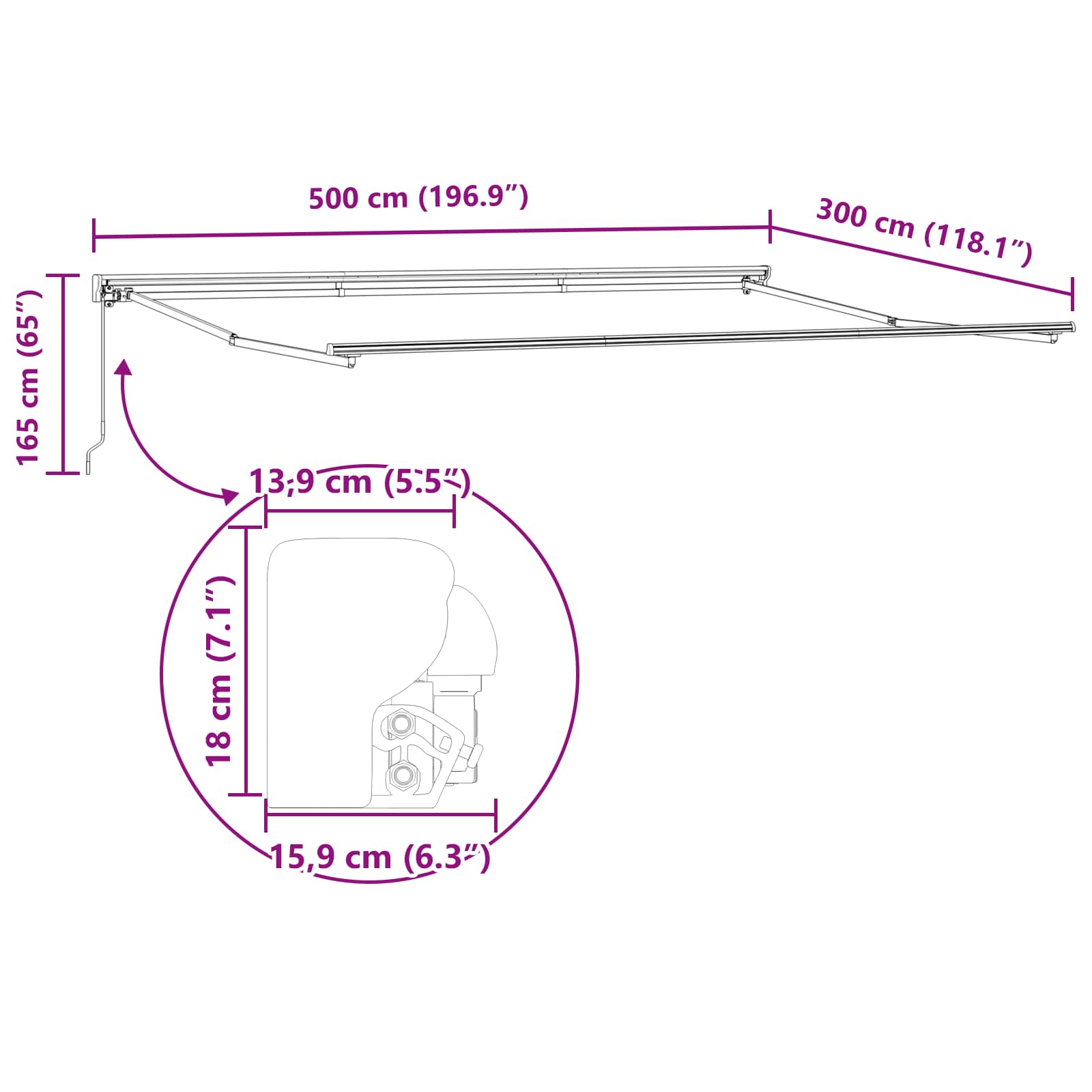 Okvir tende Šareni 500 × 300 cm Poliester s PU premazom