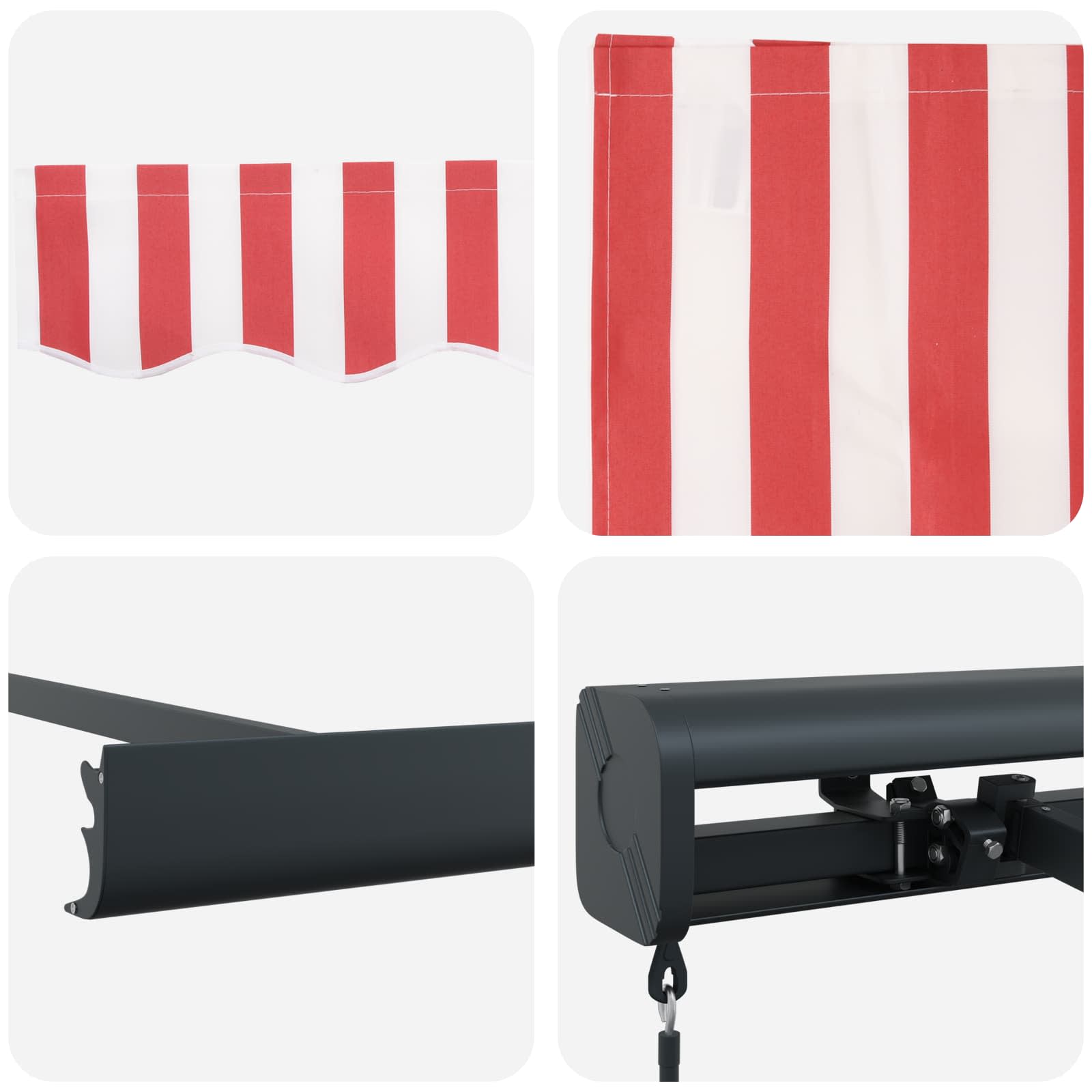 Povlačivi tende Crvena i bijela 500 × 300 cm Platno i Aluminij