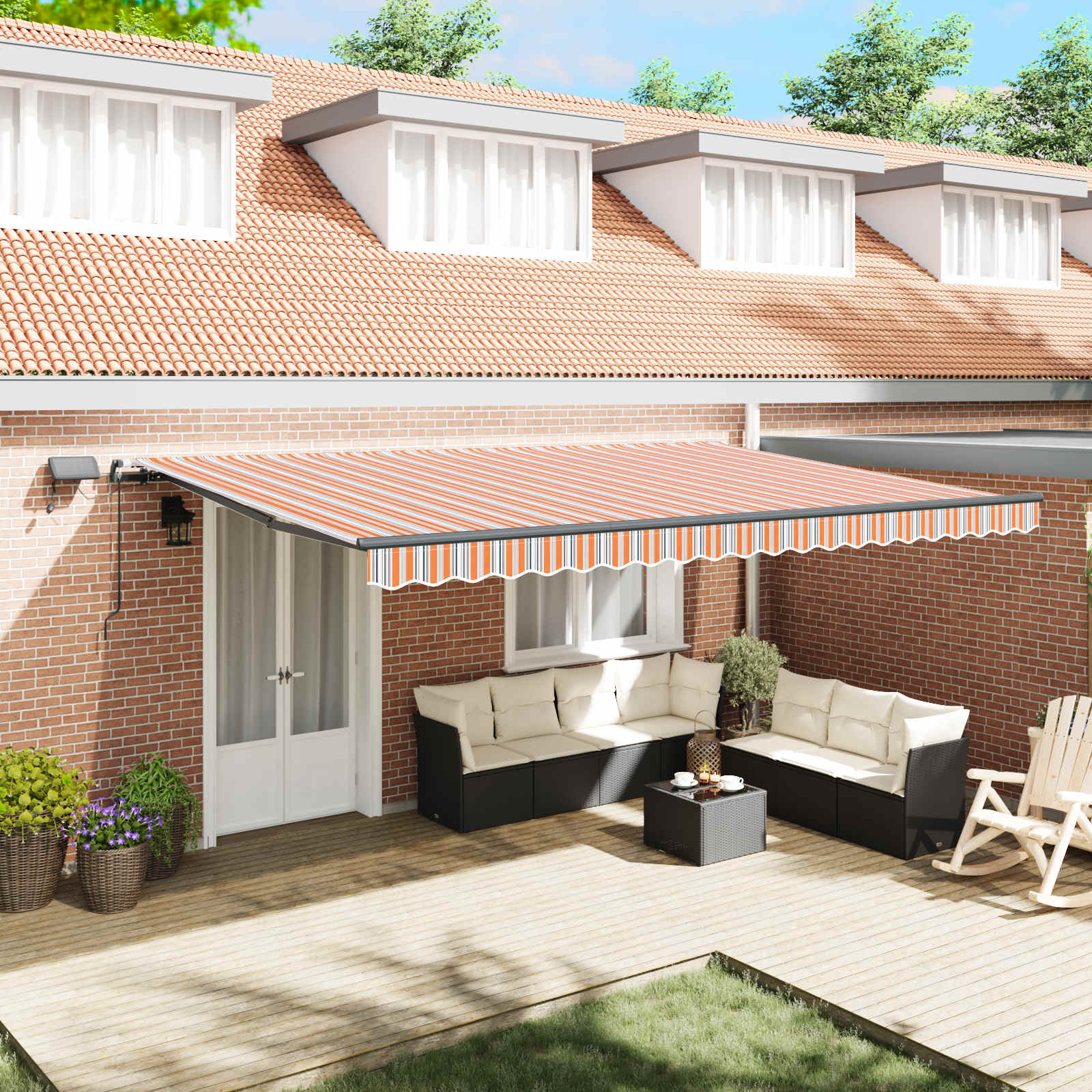 Povlačivi tende Šareni 500 x 300 x 165 cm Tkanina i Aluminij