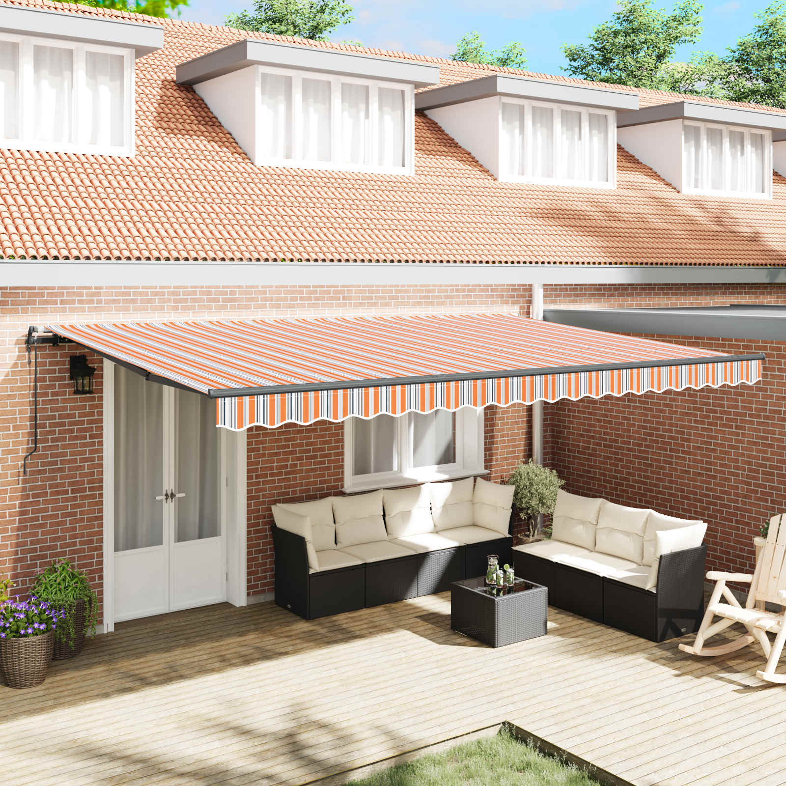 Povlačivi tende Šareni 500 x 300 x 165 cm Tkanina i Aluminij