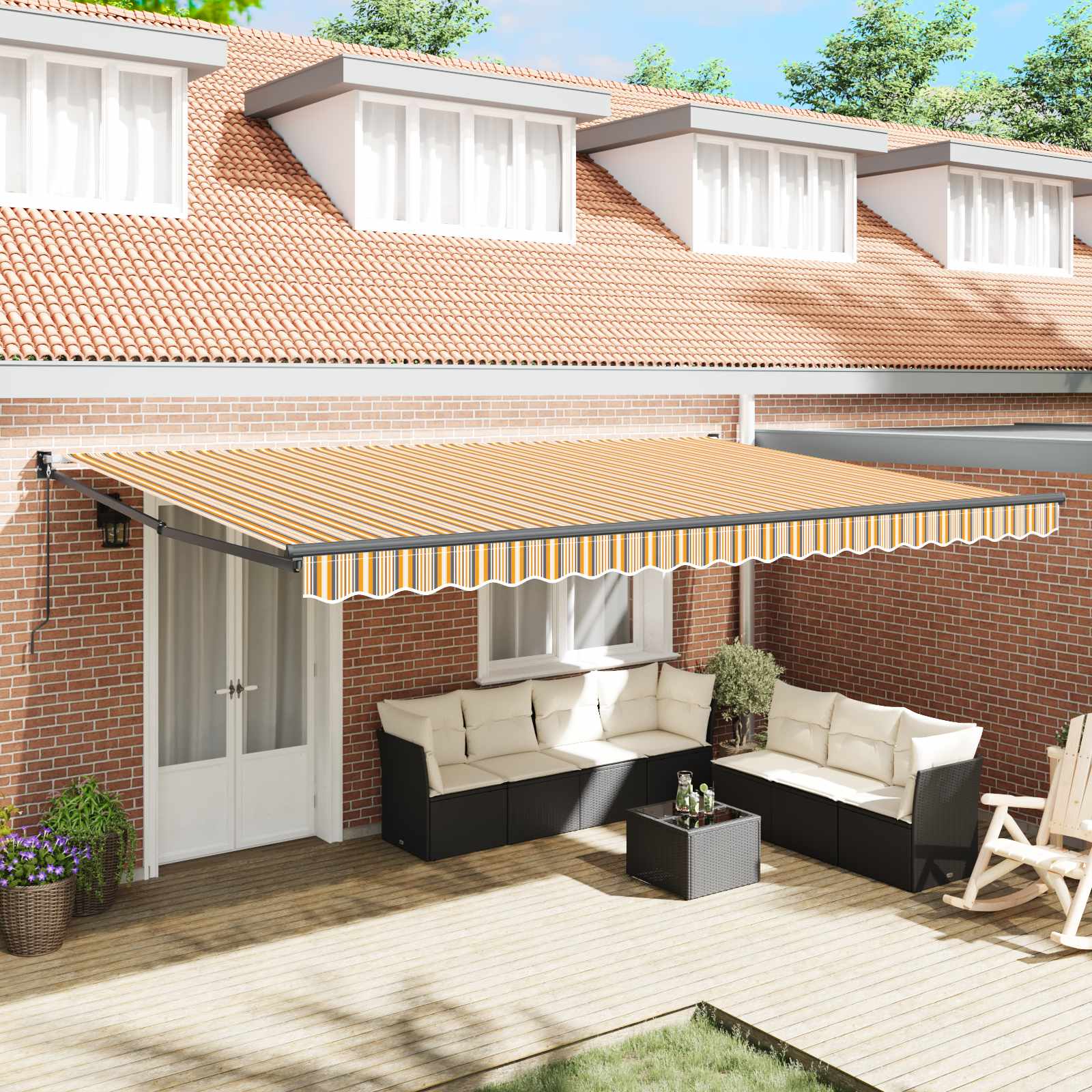 Povlačivi tende Šareni 500 × 300 cm 100% Poliester i Aluminij