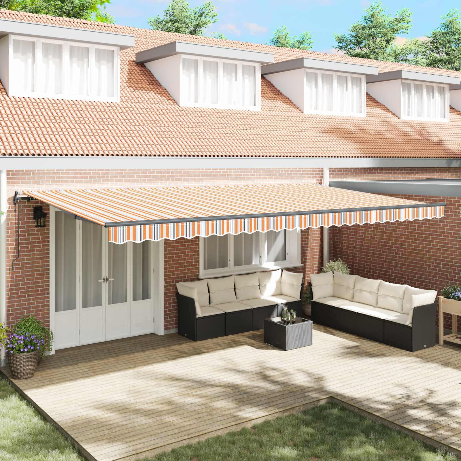 Povlačivi tende Šareni 600 × 300 cm Tkanina i Aluminij