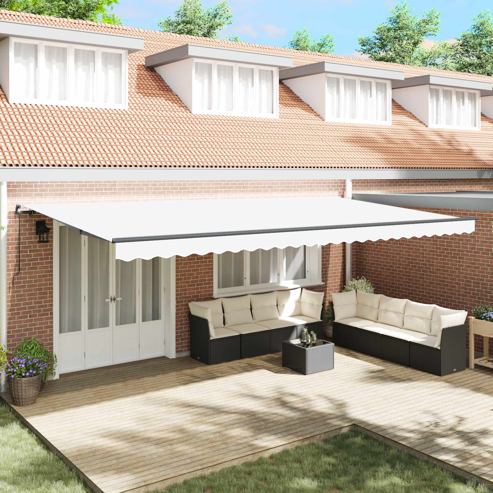 Skrovita tenda Bijelo 600 × 300 cm Poliester i čelik