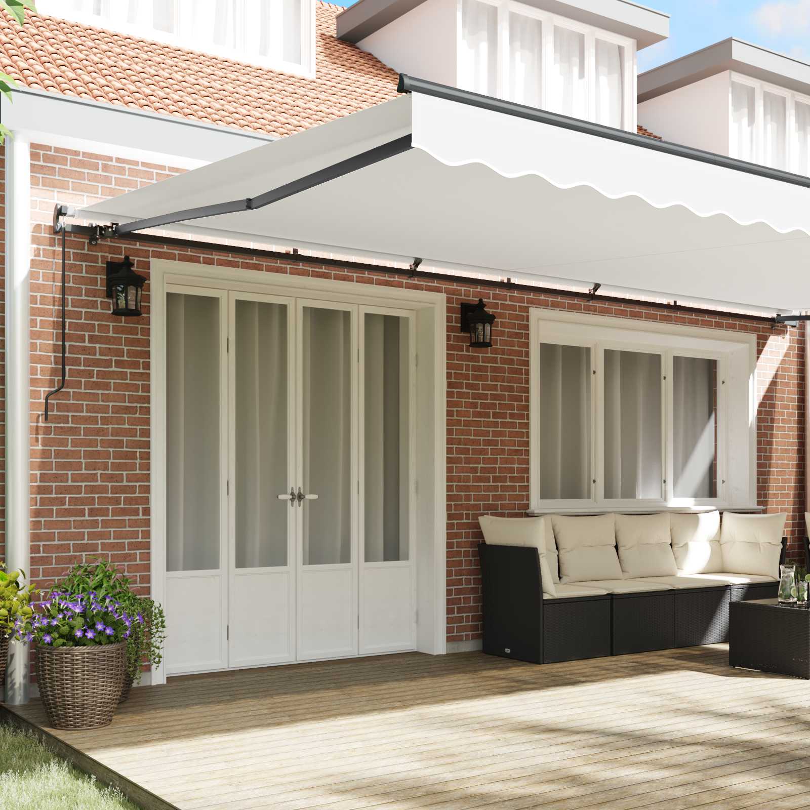 Skrovita tenda Bijelo 600 × 300 cm Poliester i čelik