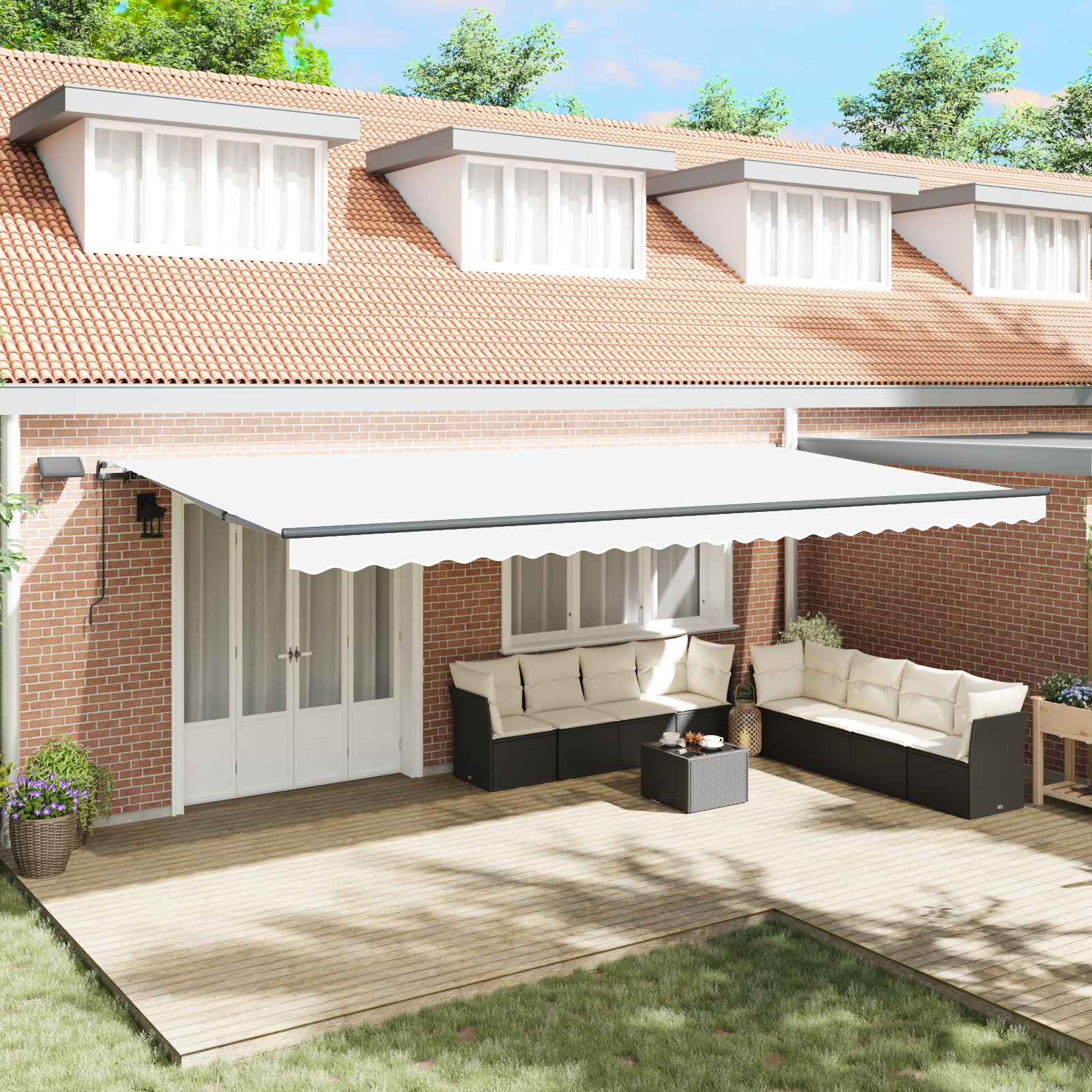 Skrovita tenda Bijelo 600 ×300 cm tkanina