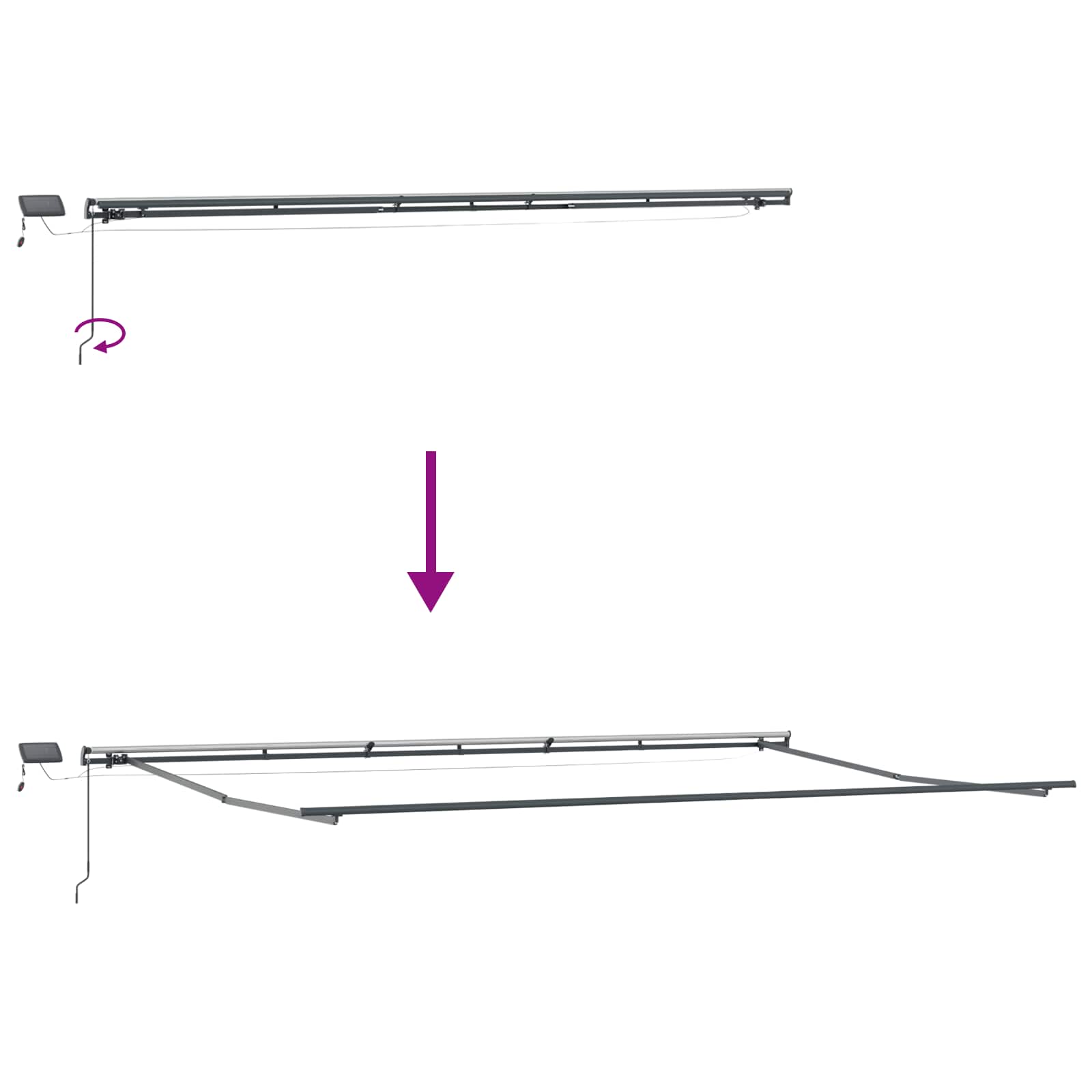 Povlačivi tende Šareni 600 × 350 cm Tkanina i Aluminij