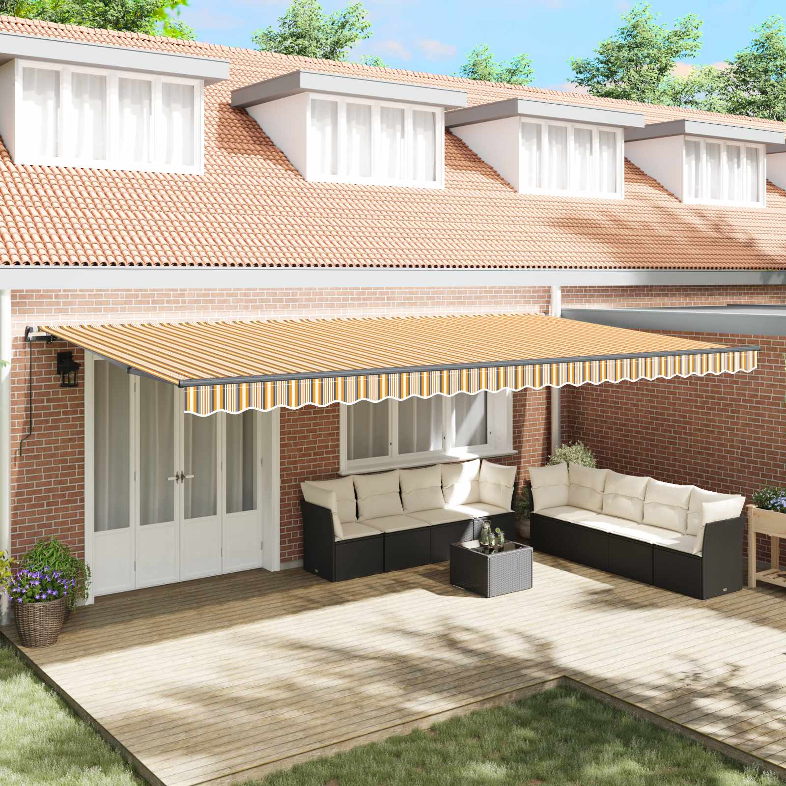 Povlačivi tende Šareni 600 × 350 cm Poliester i aluminij