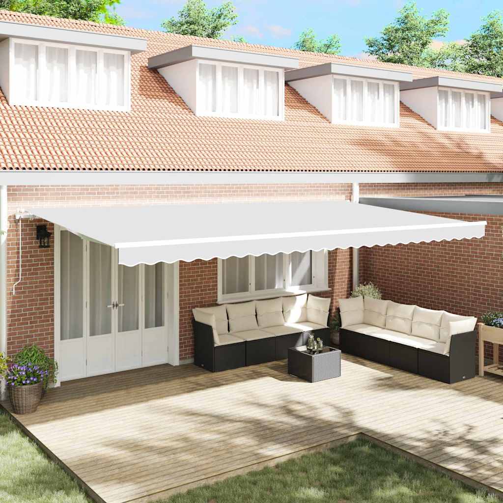 Povlačivi tende Bijela 600 × 350 cm Tkanina i Aluminij