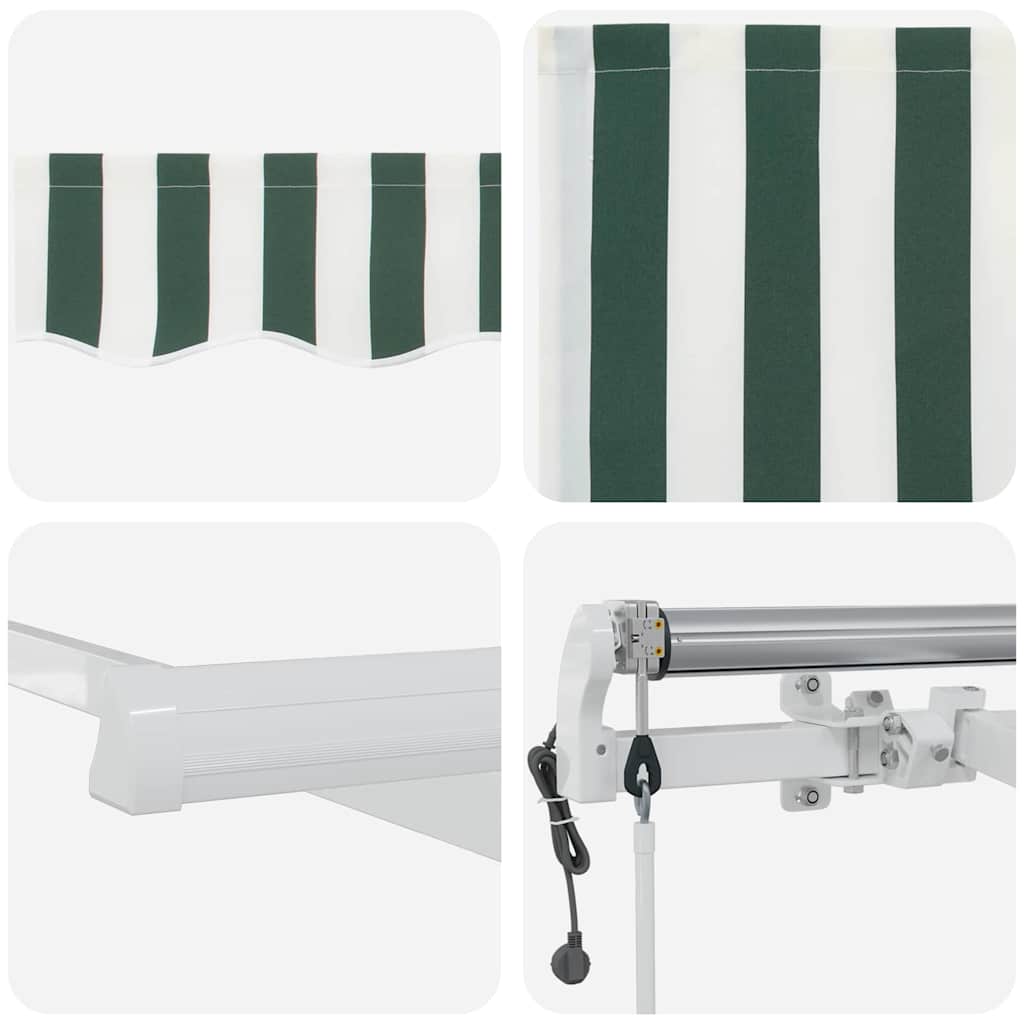 Povlačivi tende Zelena i bijela 600 × 350 cm Tkanina i Aluminij