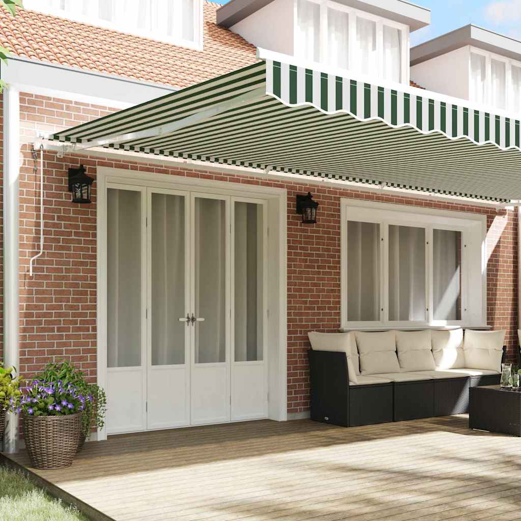 Povlačivi tende Zelena i bijela 600 × 350 cm Tkanina i Aluminij