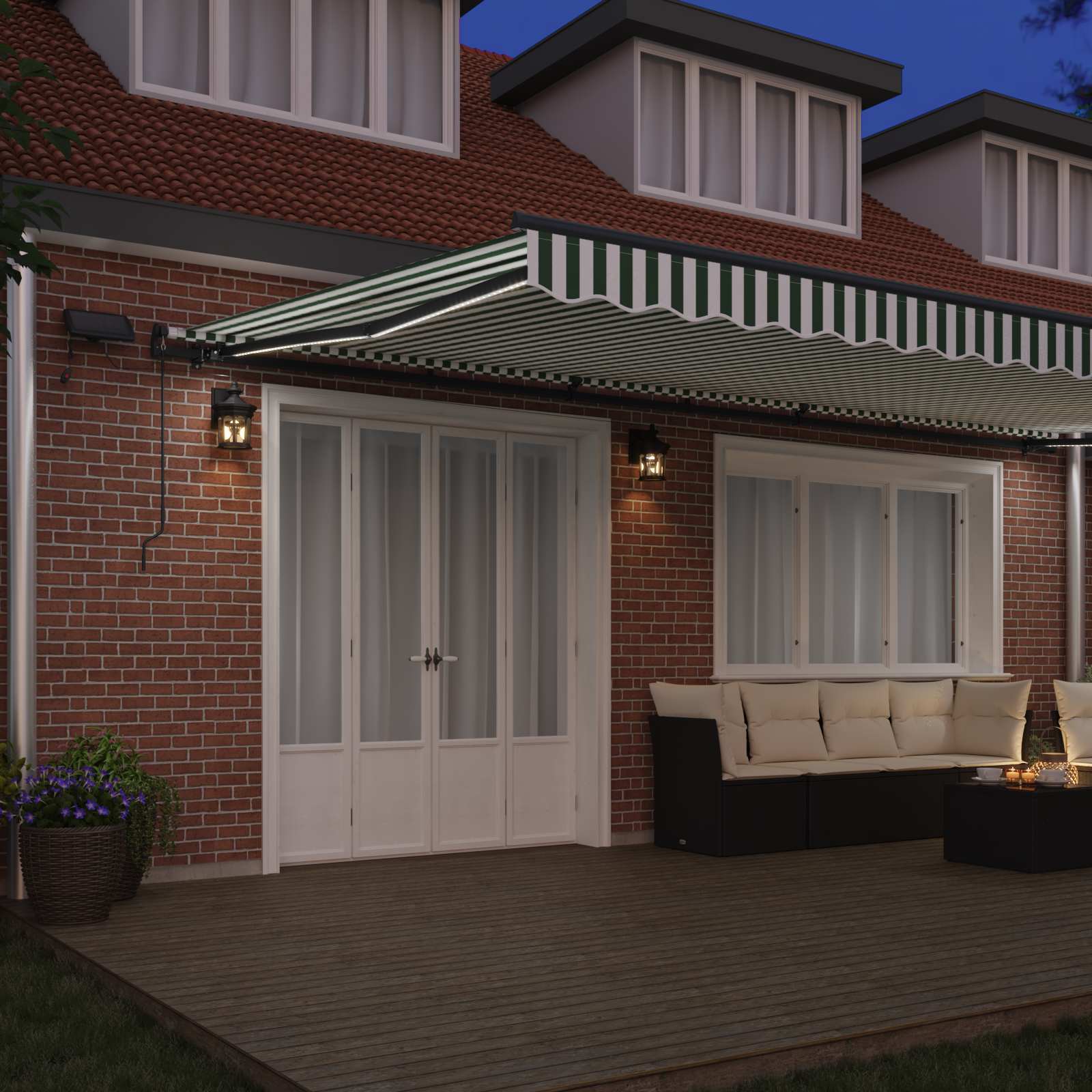 Povlačivi tende Zelena i bijela 600 × 350 cm Tkanina i Aluminij