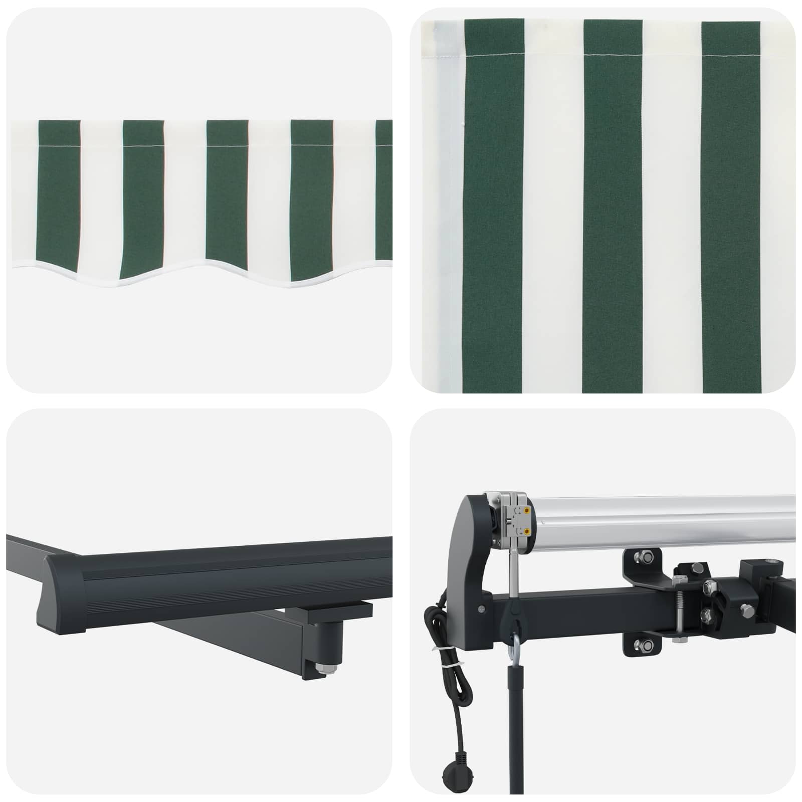 Povlačivi tende Zelena i bijela 600 × 350 cm Tkanina i Aluminij