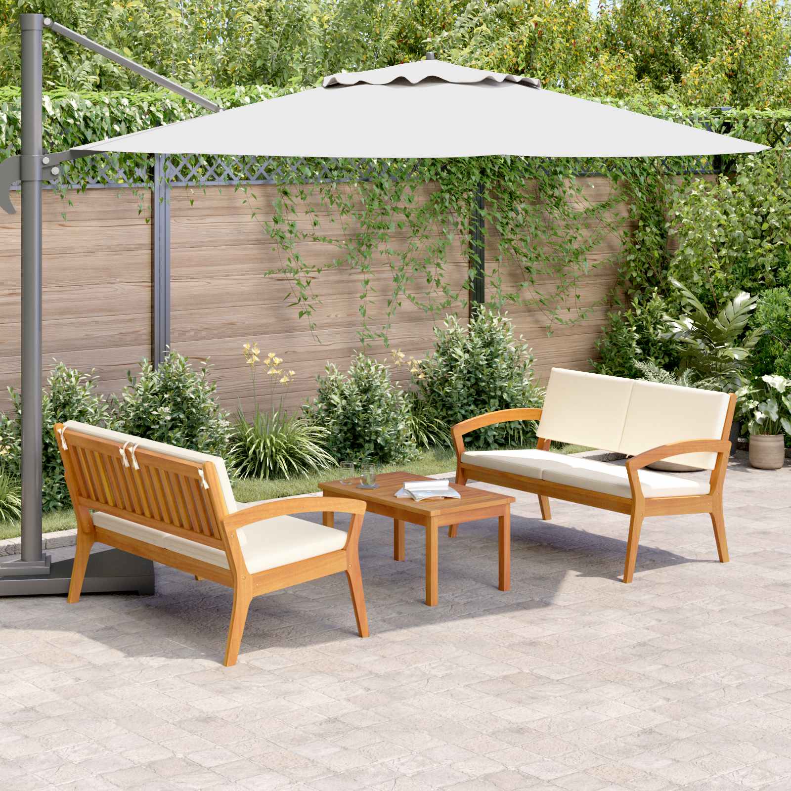 Bistro set s jastukom 3 pcs Smeđa Poliester