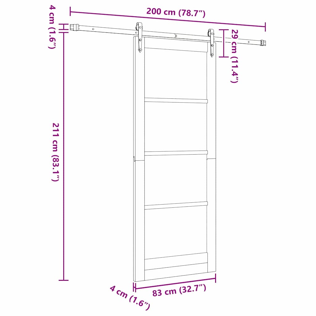 Klizna vrata Bijela i crna 83 x 211 cm