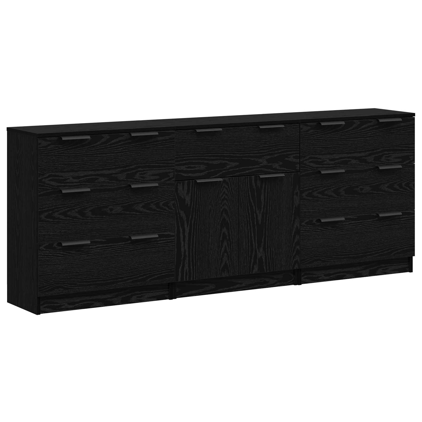 Kreveta 3 pcs Crni hrast 181 x 30 x 70 cm Konstruirano drvo