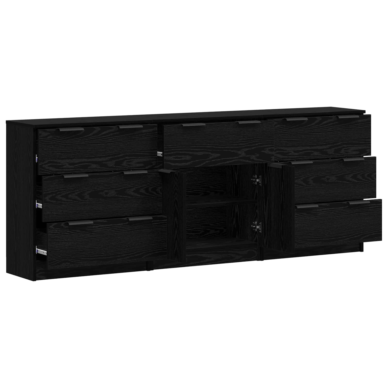 Kreveta 3 pcs Crni hrast 181 x 30 x 70 cm Konstruirano drvo