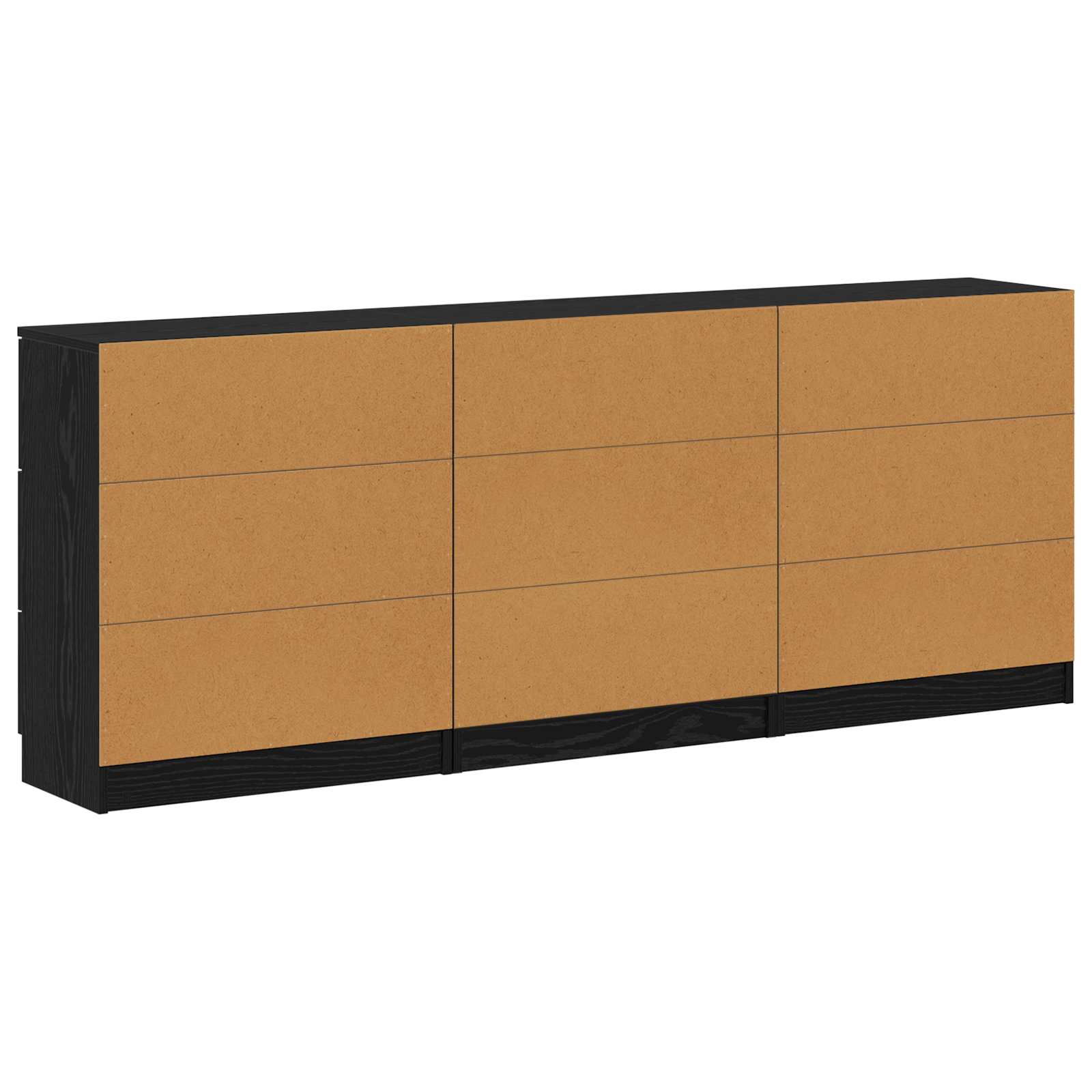 Kreveta 3 pcs Crni hrast 181 x 30 x 70 cm Konstruirano drvo