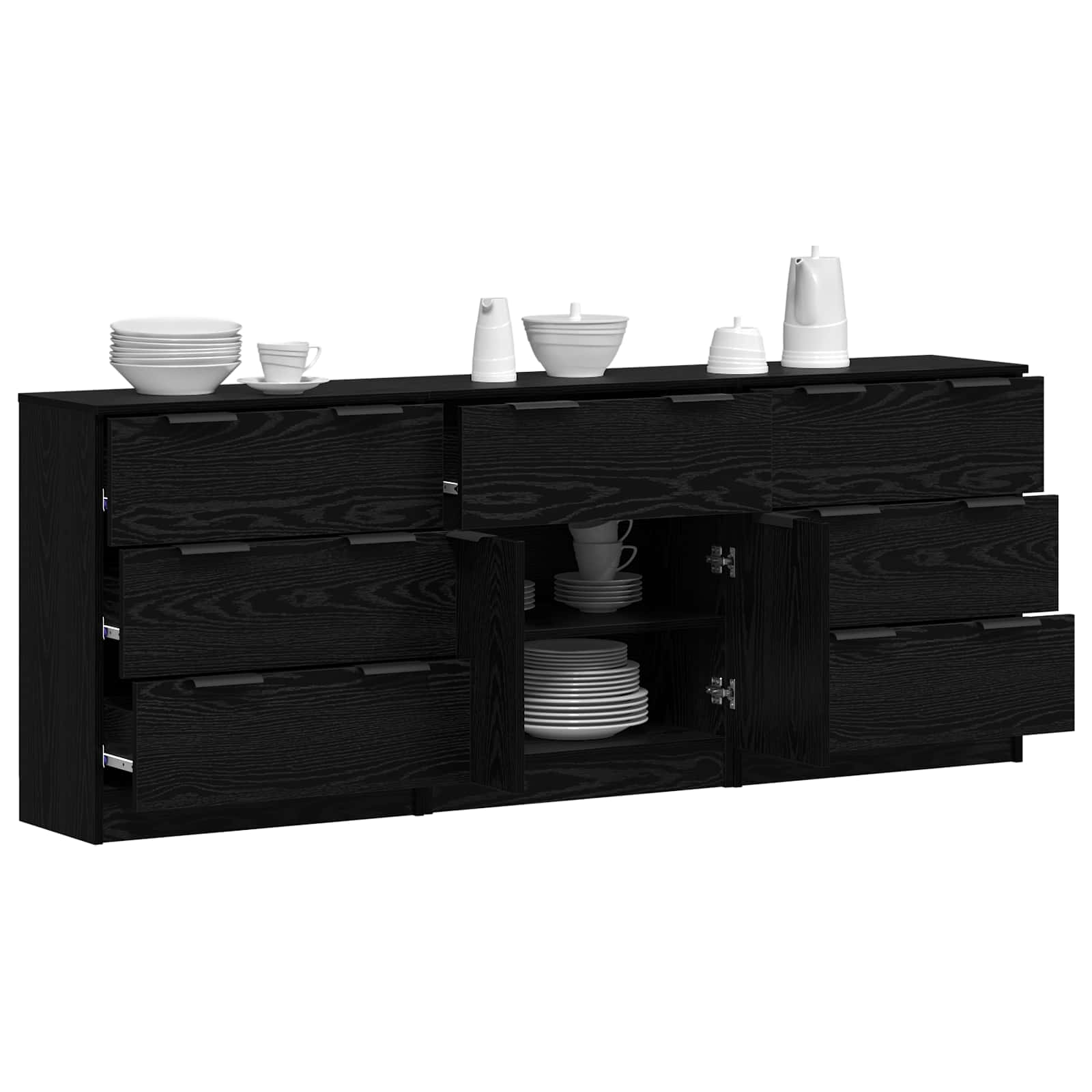 Kreveta 3 pcs Crni hrast 181 x 30 x 70 cm Konstruirano drvo