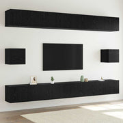 Set TV komoda 8 kom. Crni hrast Konstruirano drvo Crna 100 x 30 x 30 cm