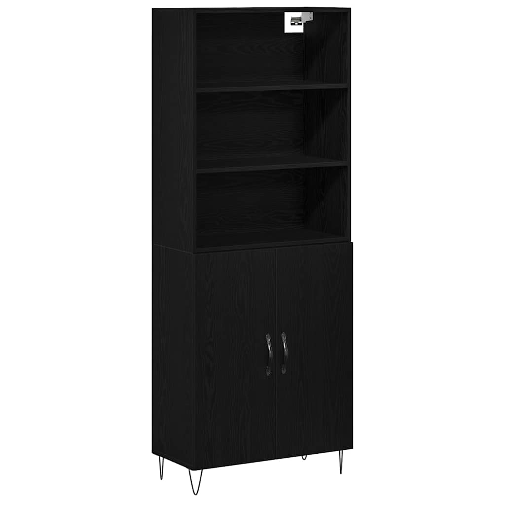 Highboard 2 pcs Crni hrast Konstruirano drvo
