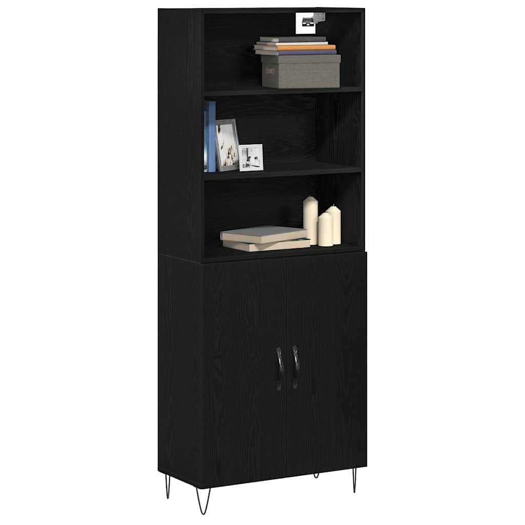 Highboard 2 pcs Crni hrast Konstruirano drvo