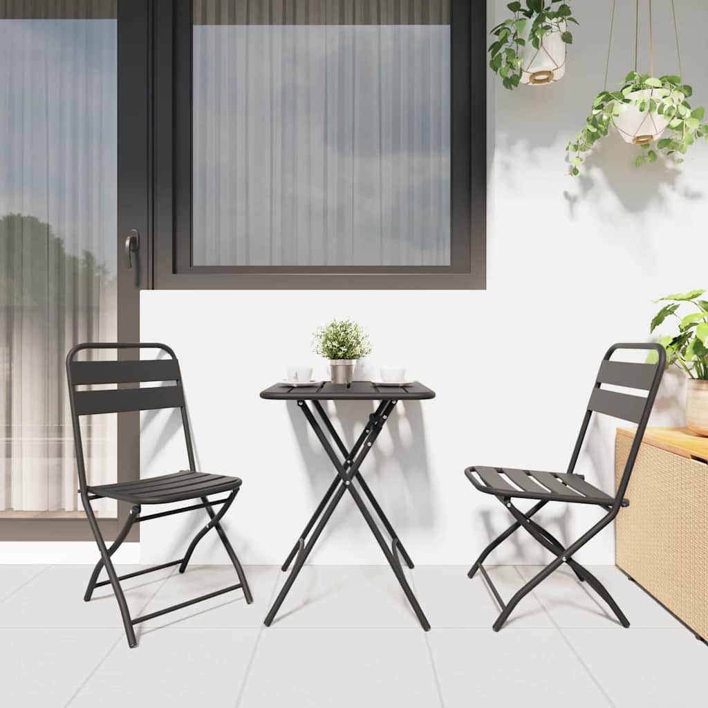 Bistro set 3 pcs Antracit Čelik