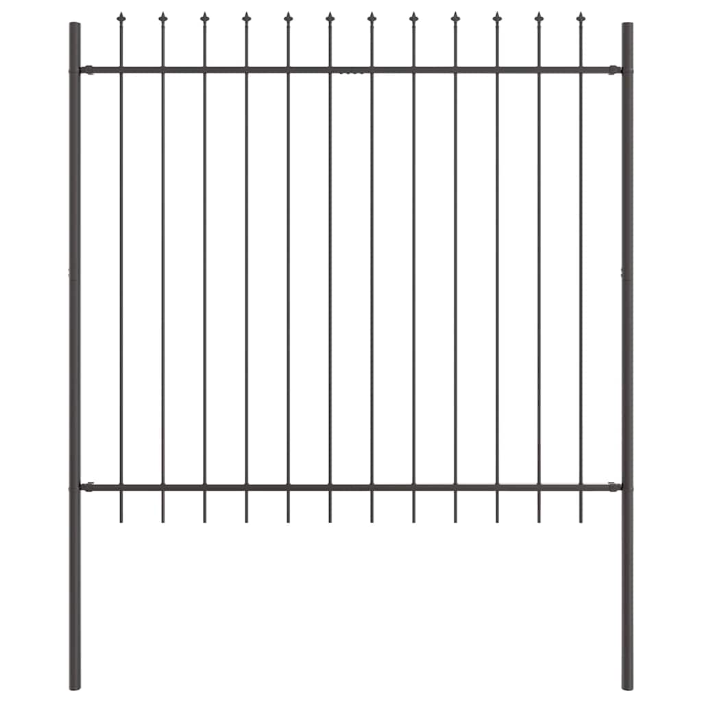 Vrtna Ograda 3 pcs Siva 5,1 x 1,5 m Čelik s prahom