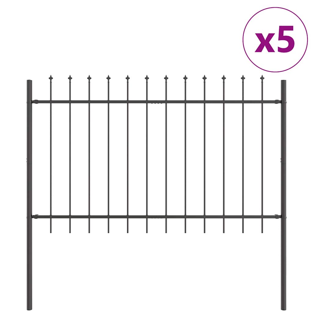 Vrtna Ograda 5 pcs Siva 8,5 x 1,2 m Čelik s prahom