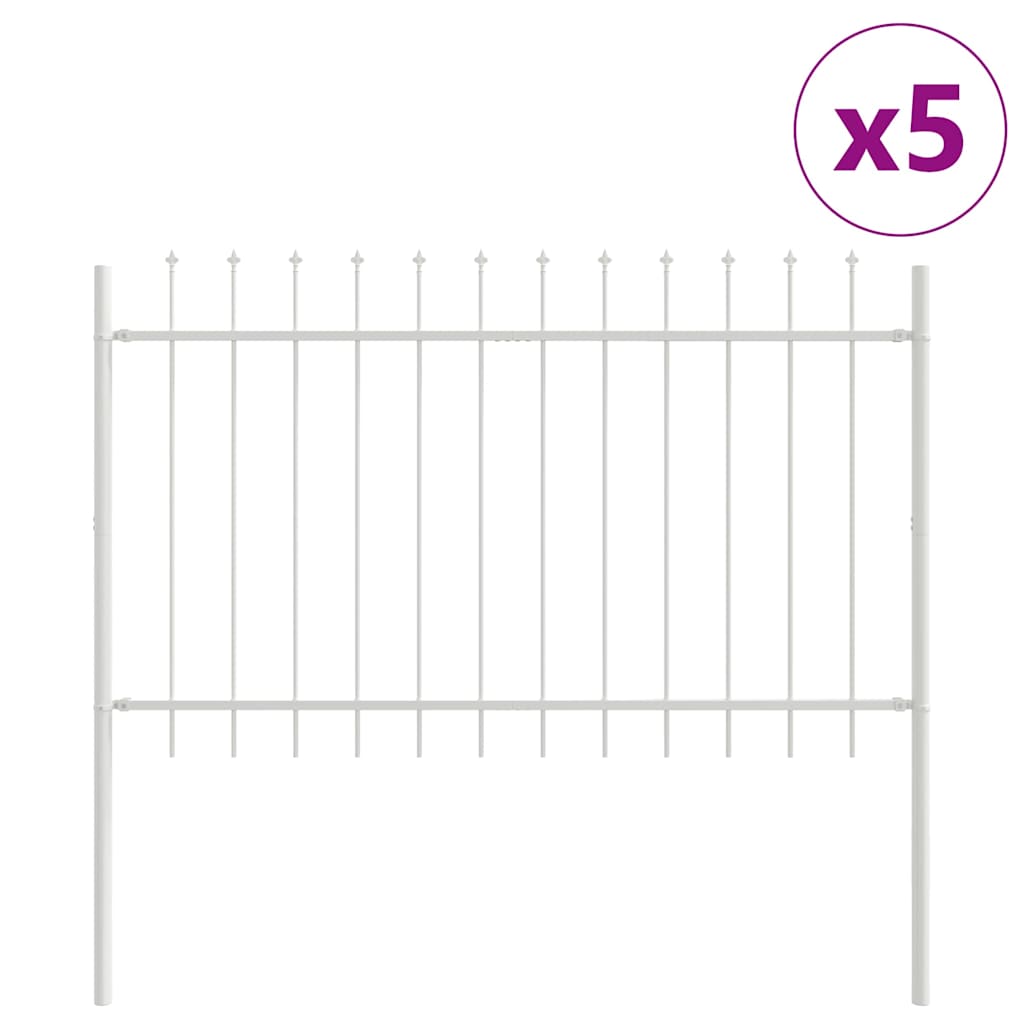 Vrtna Ograda 5 pcs Bijelo 8,5 x 1 m Čelik s prahom