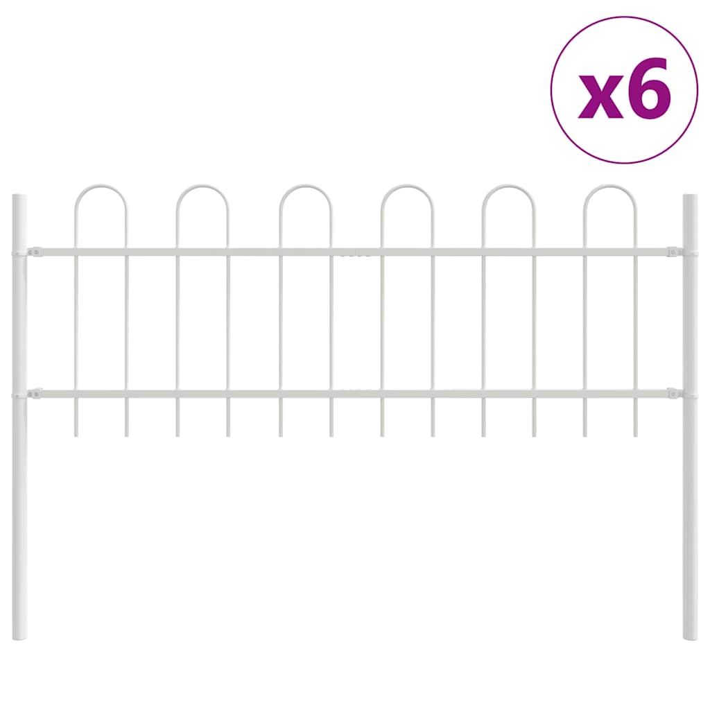 Vrtna Ograda 6 pcs Bijelo 10,2 x 0,6 m Čelik s prahom