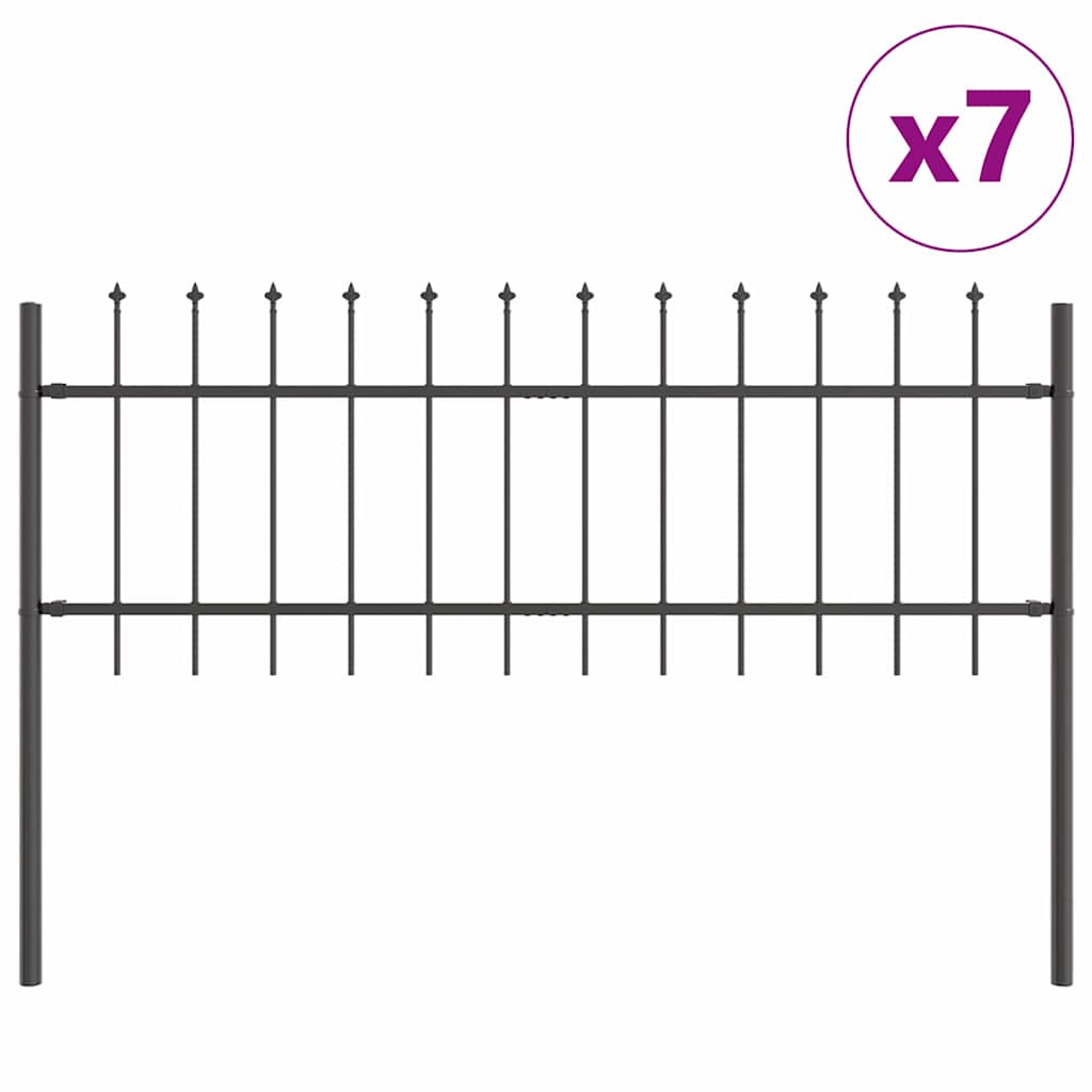 Vrtna Ograda 7 pcs Siva 11,9 x 0,6 m Čelik s prahom