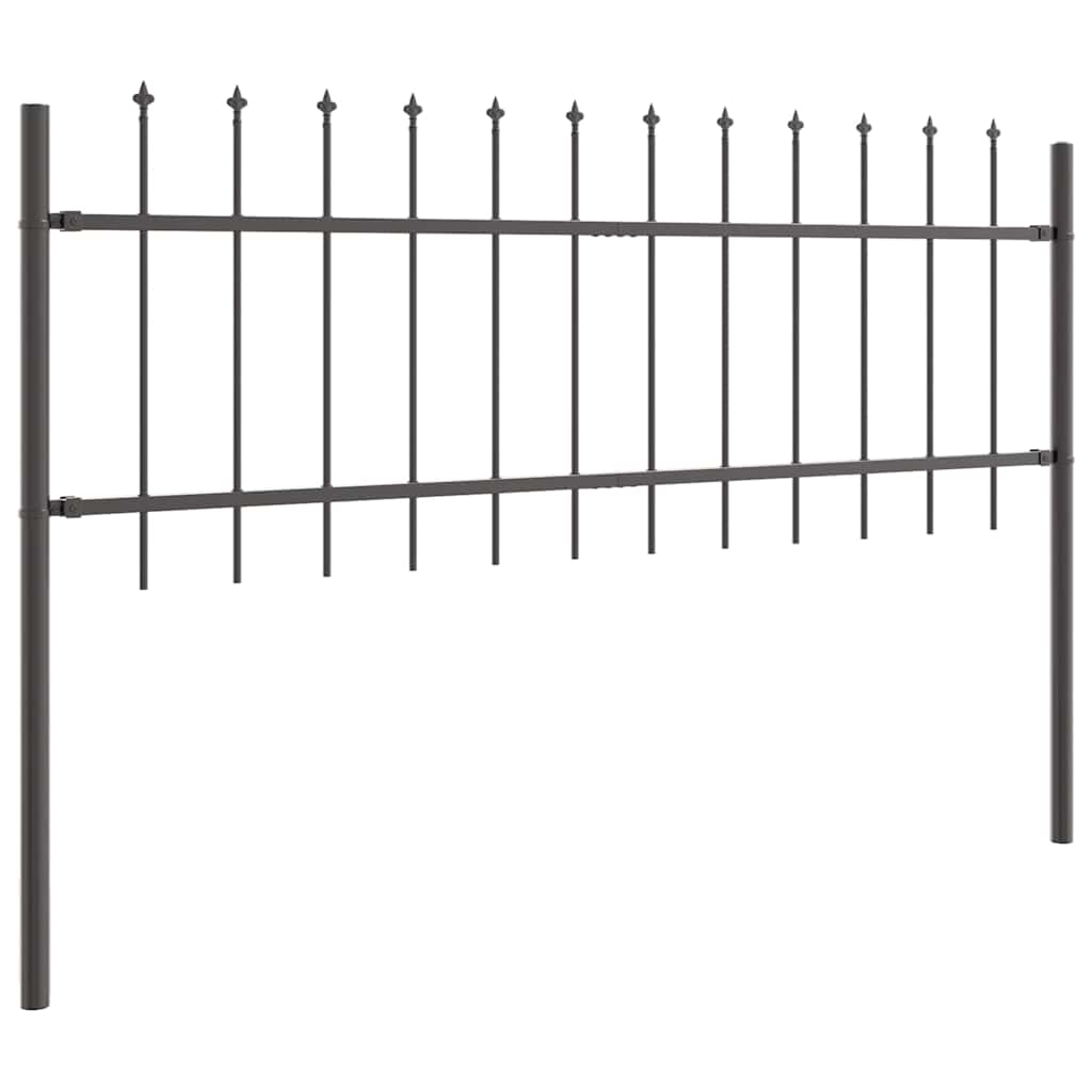 Vrtna Ograda 7 pcs Siva 11,9 x 0,6 m Čelik s prahom