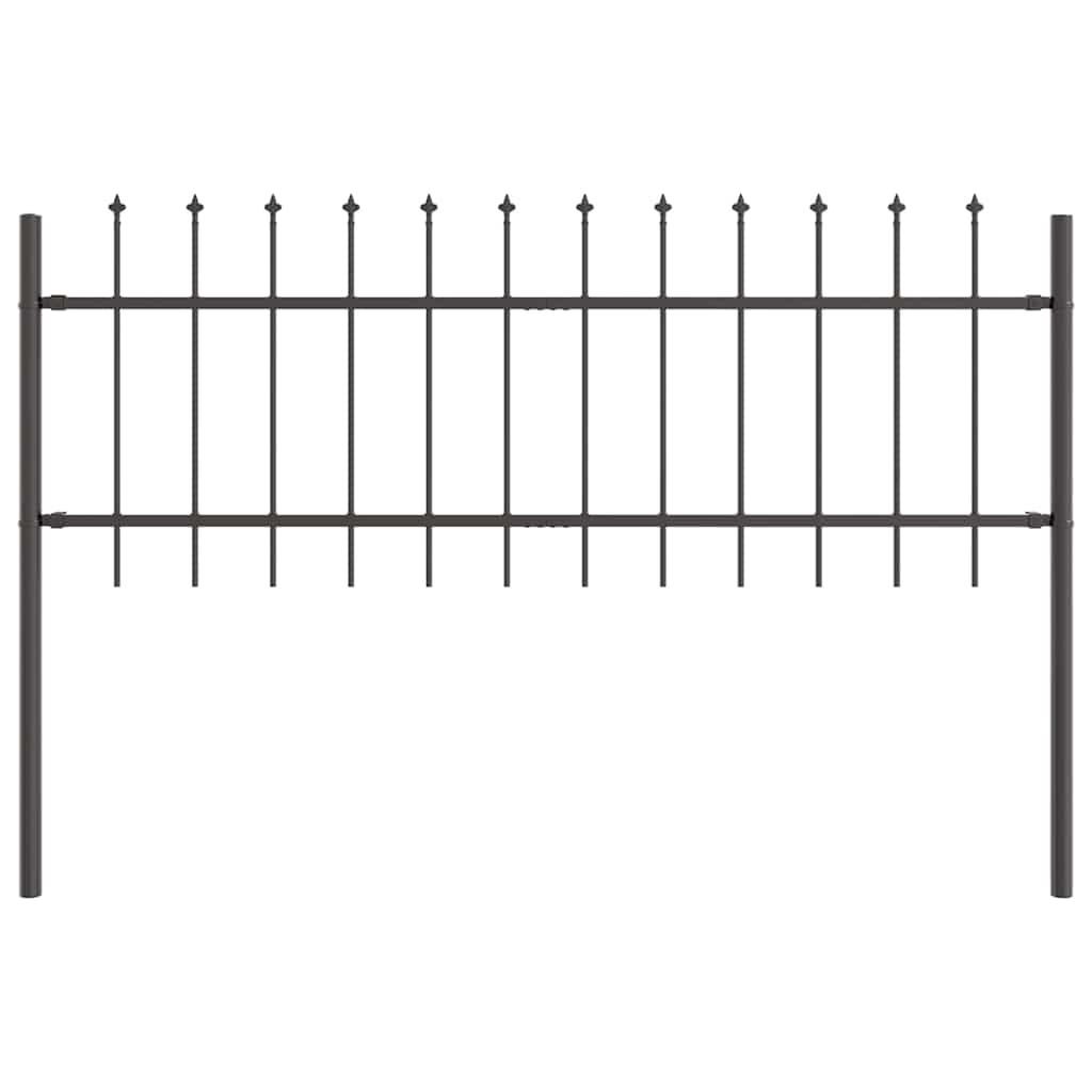 Vrtna Ograda 7 pcs Siva 11,9 x 0,6 m Čelik s prahom