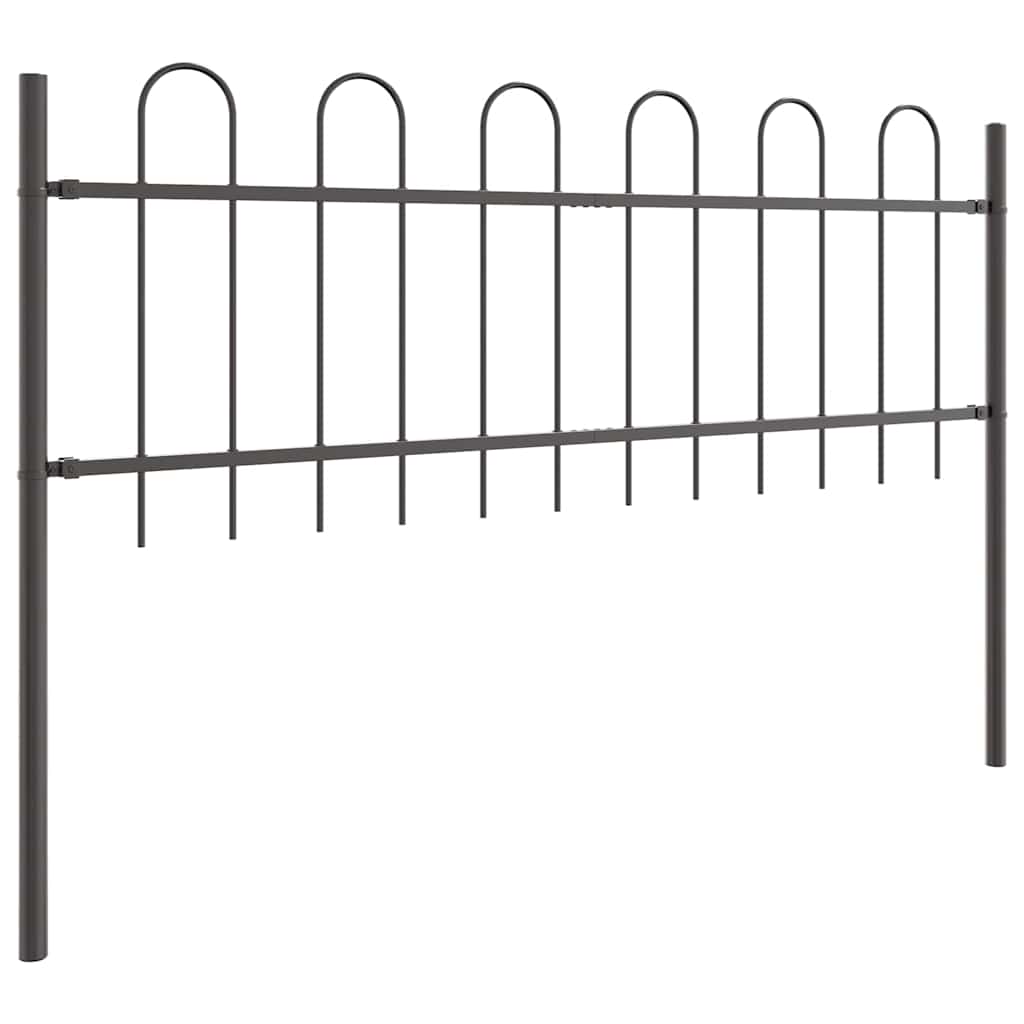 Vrtna Ograda 7 pcs Siva 11,9 x 0,6 m Čelik s prahom