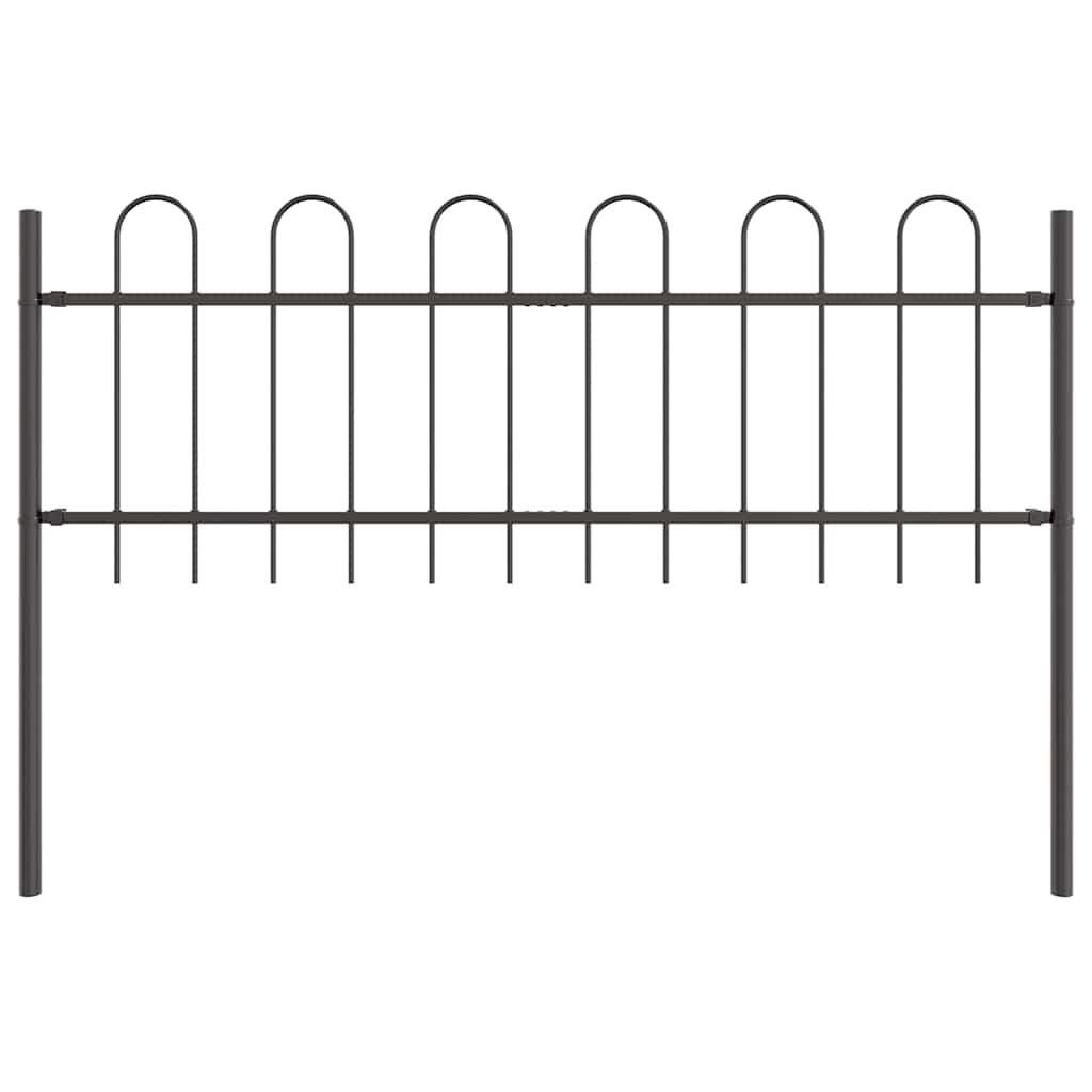 Vrtna Ograda 7 pcs Siva 11,9 x 0,6 m Čelik s prahom
