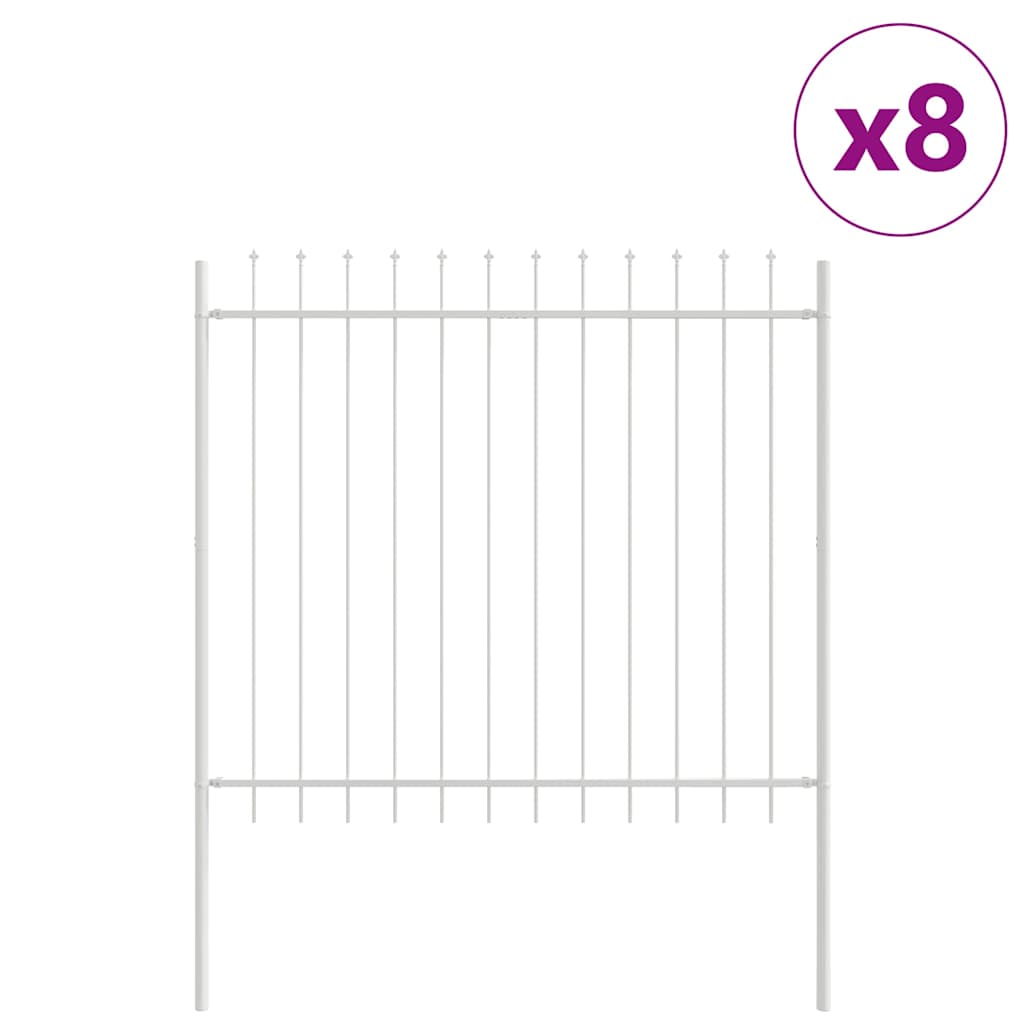 Vrtna Ograda 8 pcs Bijelo 13,6 x 1,5 m Čelik s prahom