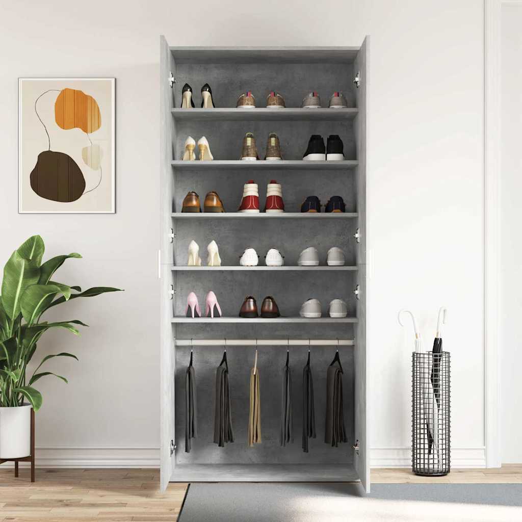 Ormar za cipele s policom Betonski sivi 80 x 39 x 178 cm