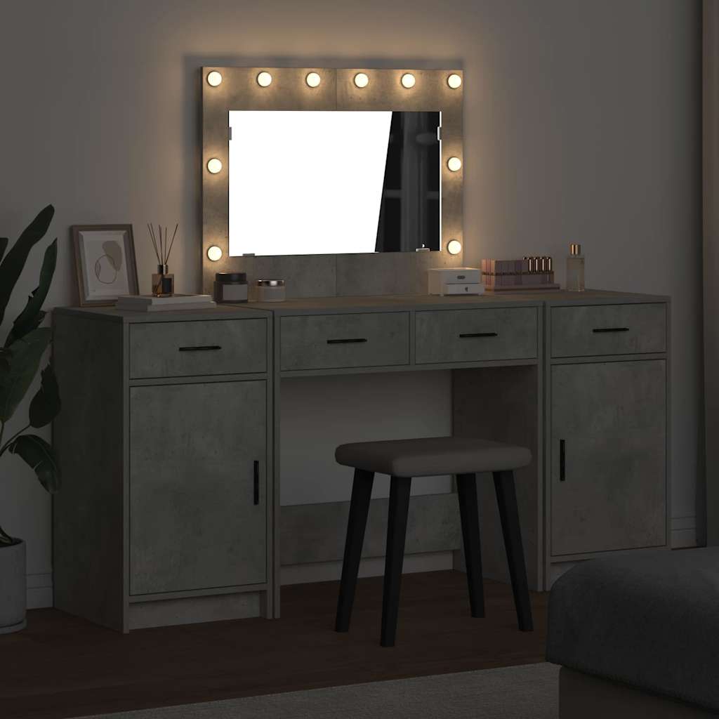 Toaletni stol 3 kom. Siva 78,5 x 41 x 135 cm Konstruirano drvo