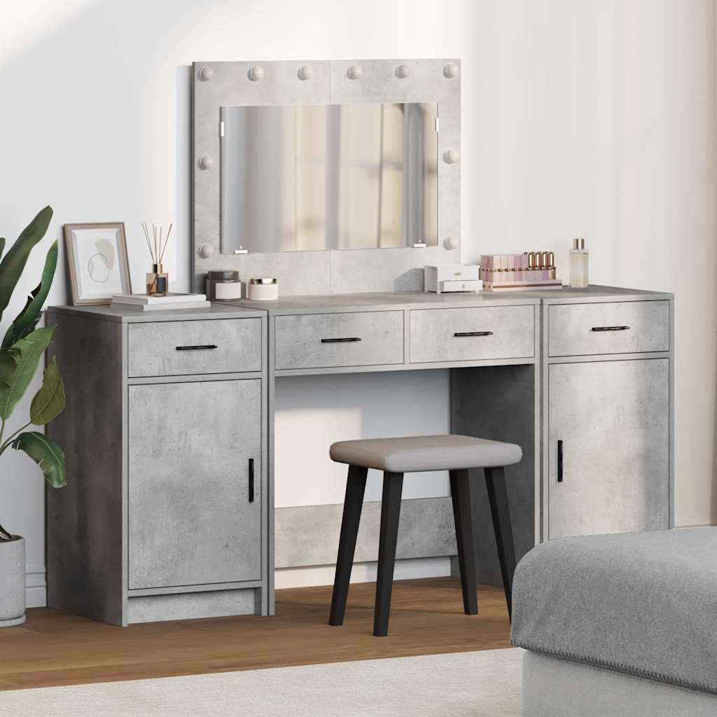 Toaletni stol 3 kom. Siva 78,5 x 41 x 135 cm Konstruirano drvo