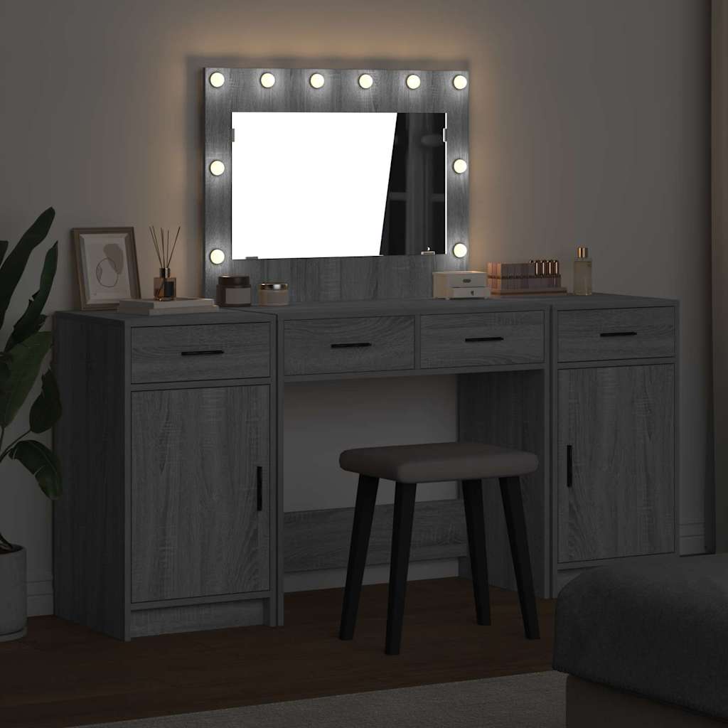 Toaletni stol 3 kom. Siva 78,5 x 41 x 135 cm Konstruirano drvo