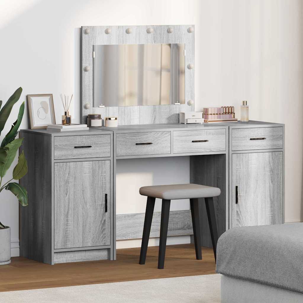 Toaletni stol 3 kom. Siva 78,5 x 41 x 135 cm Konstruirano drvo