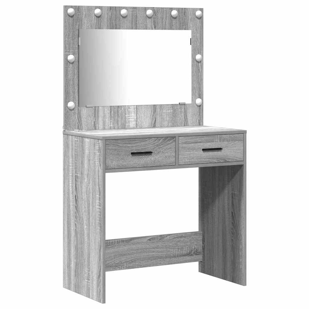 Toaletni stol 3 kom. Siva 78,5 x 41 x 135 cm Konstruirano drvo