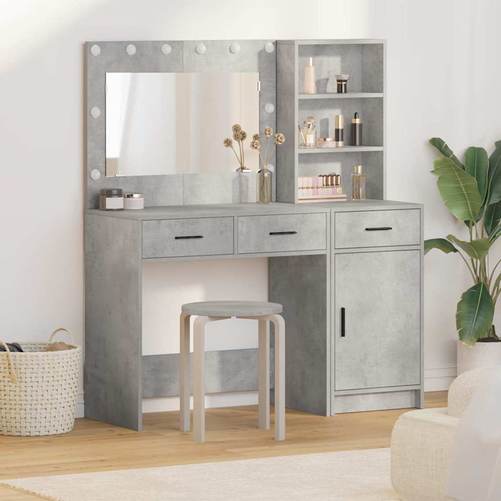 Toaletni stol 2 kom. Siva 78,5 x 41 x 135 cm Konstruirano drvo