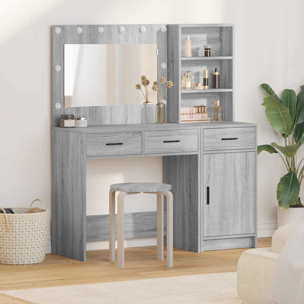 Toaletni stol 2 kom. Siva 78,5 x 41 x 135 cm Konstruirano drvo