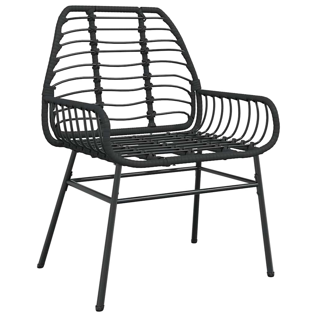 Vrtni blagovaonski set od 5 dijelova, crni, poliratan, staklo Crna Dužina stola 80 cm